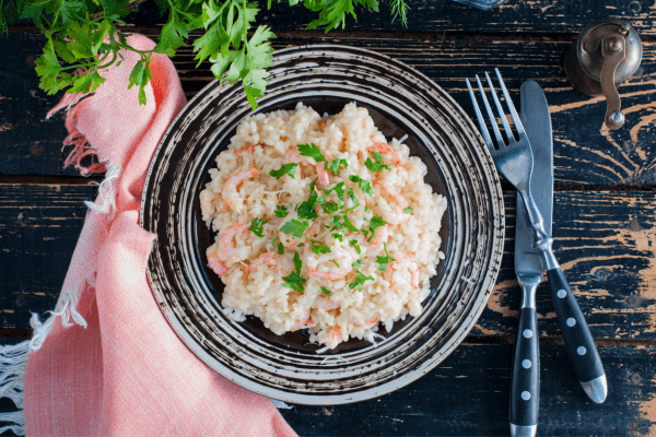 Risoto de Camarão ao Champanhe